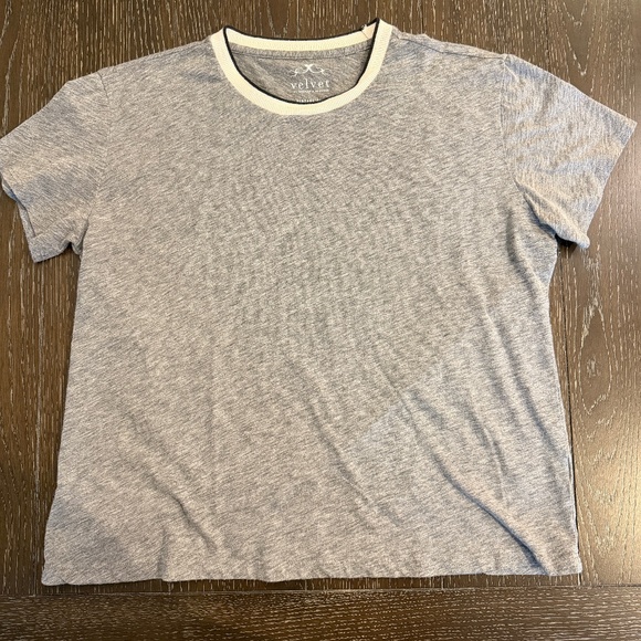 Velvet by Graham & Spencer Vintage Slub Ringer Tee Small Gray - Picture 1 of 6